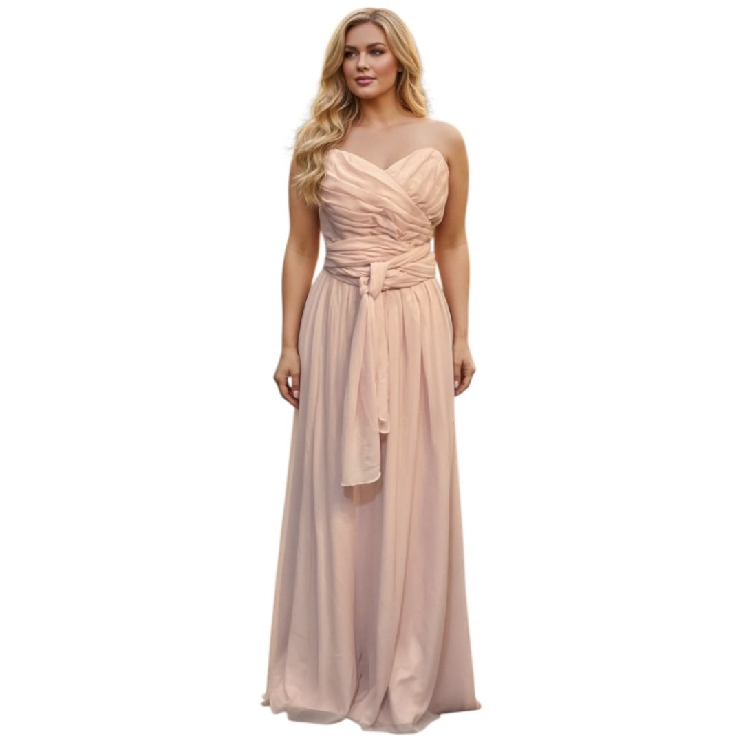 FM26-026 Elegant Strapless Pink Gown Plus Size