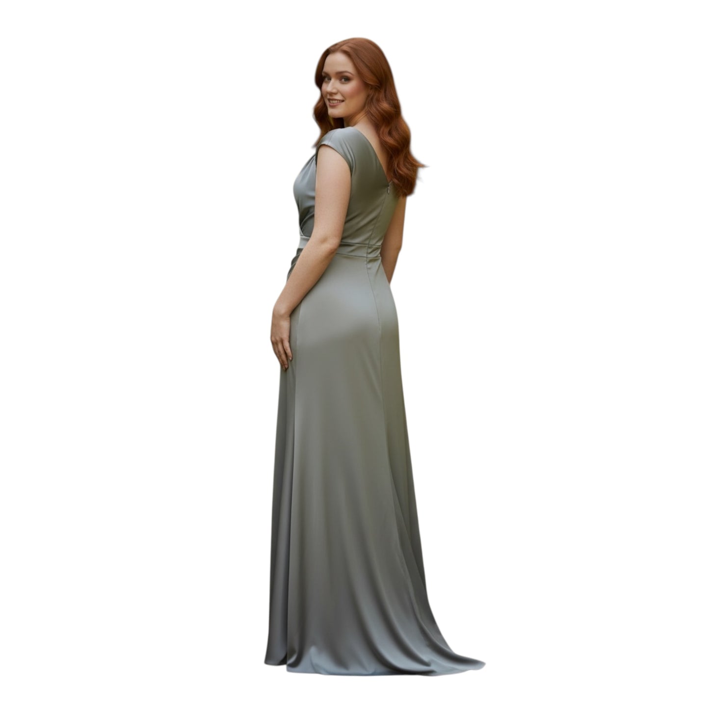 FM26-003 Sophisticated Silver Maxi Dress Plus Size