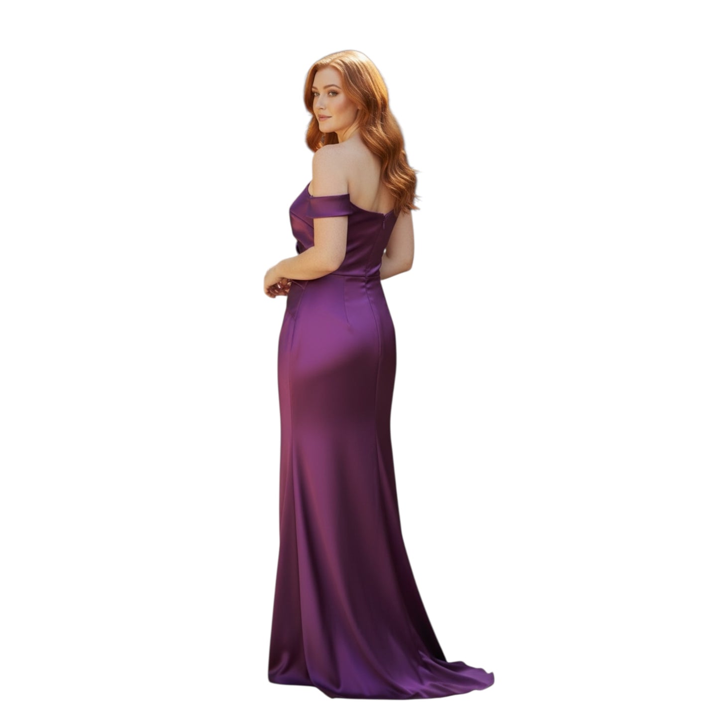 Elegant Purple One-Shoulder Evening Gown Plus Size