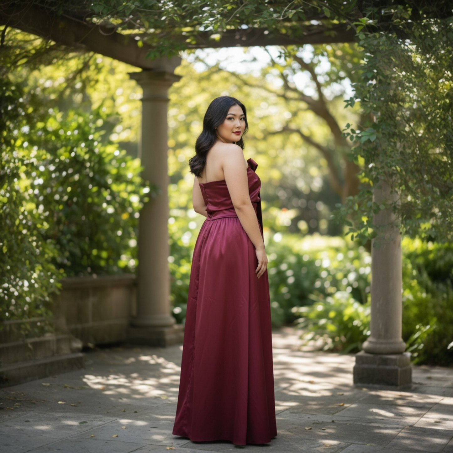 FM26-025 Elegant Burgundy A-line Halter Dress Plus Size