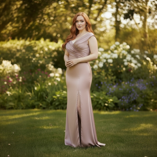 FM26-019 Sophisticated Mauve Maxi Prom Dress, Plus Size