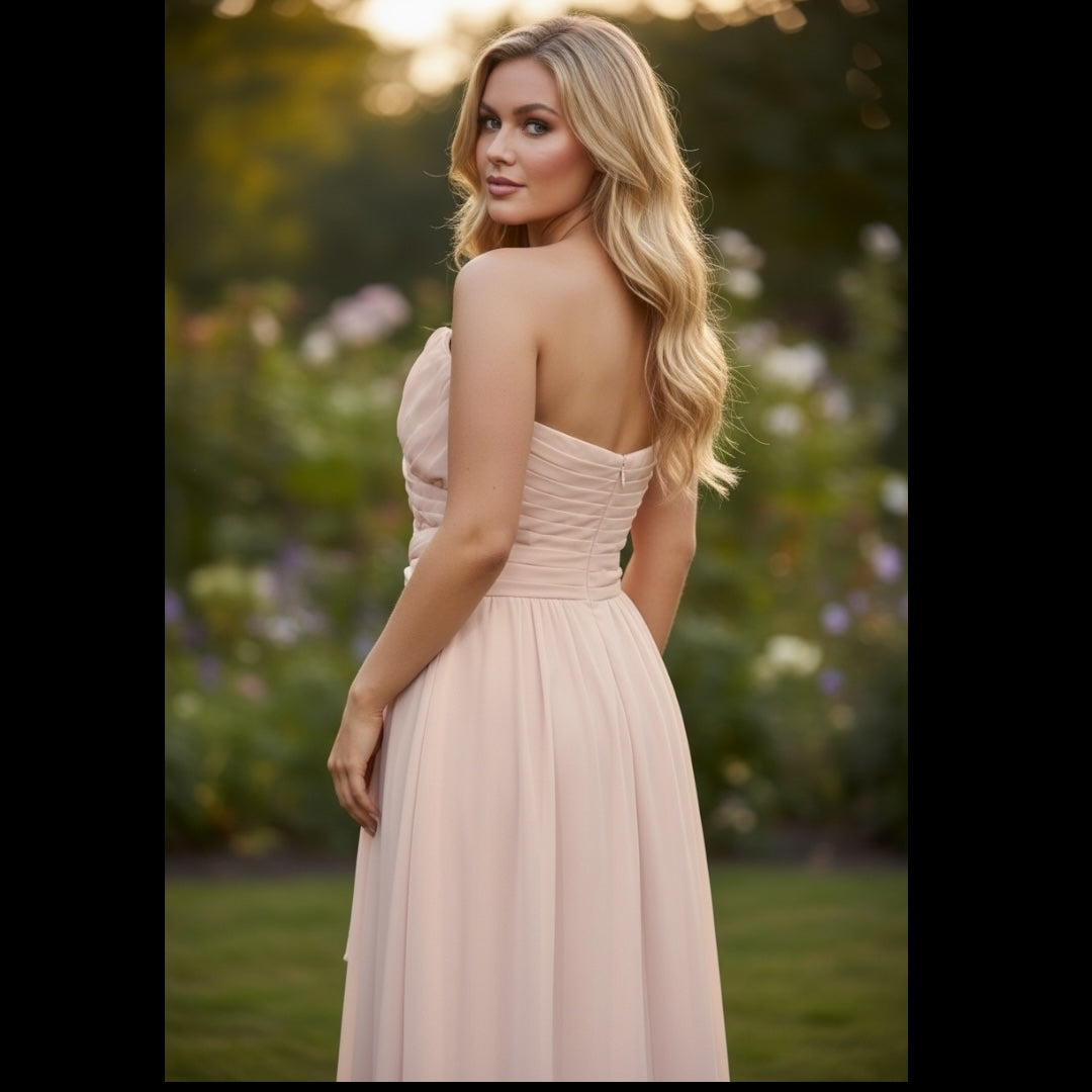 FM26-026 Elegant Strapless Pink Gown Plus Size