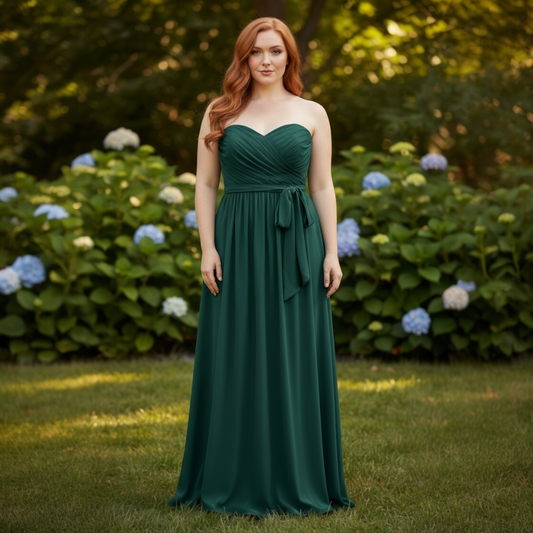 FM26-031 Plus Size Chic Strapless Green Gown Size
