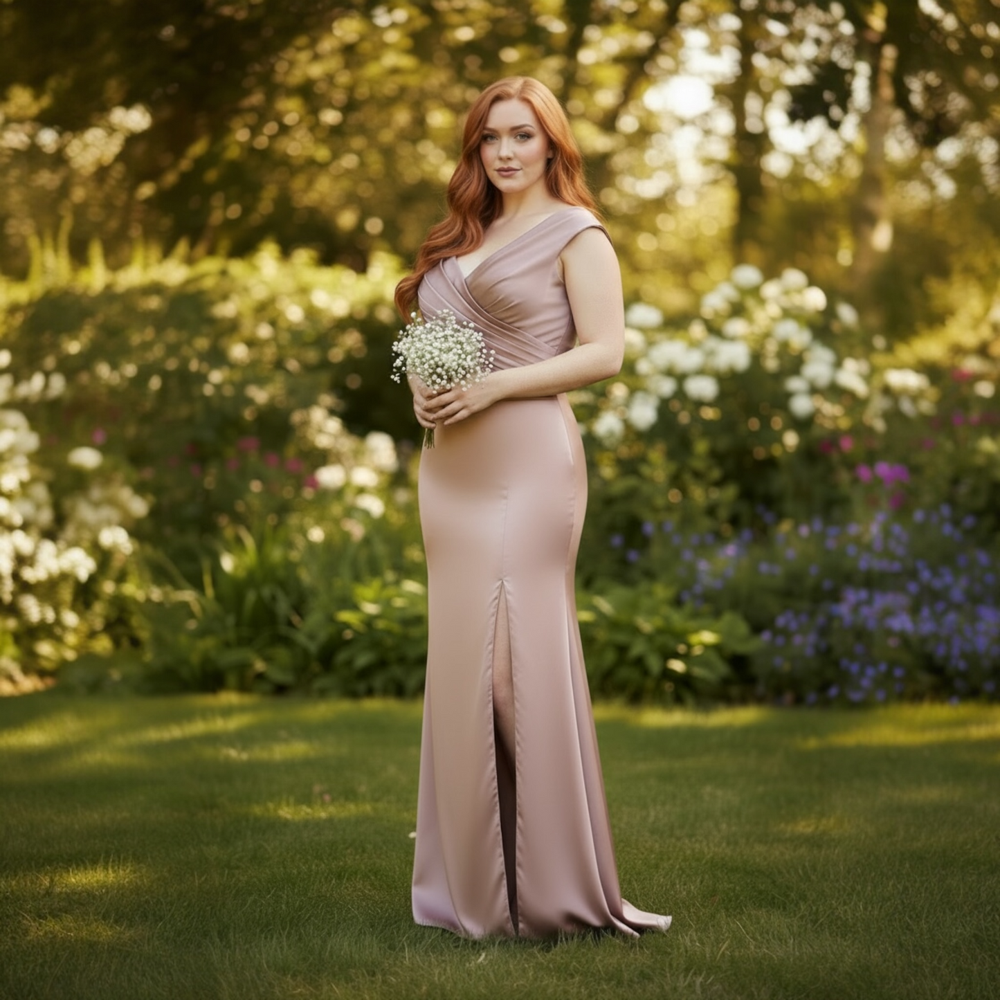 FM26-019 Sophisticated Mauve Maxi Prom Dress, Plus Size