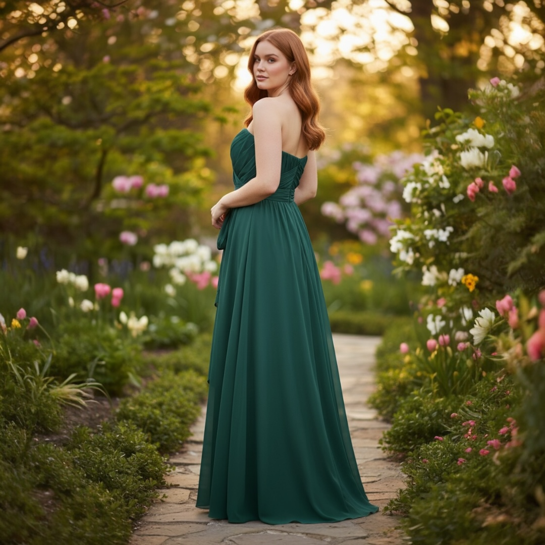 FM26-031 Plus Size Chic Strapless Green Gown Size