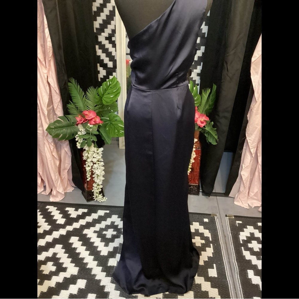 Plus Size Prom Dress Elegant Navy One-Shoulder Dress Size 1X