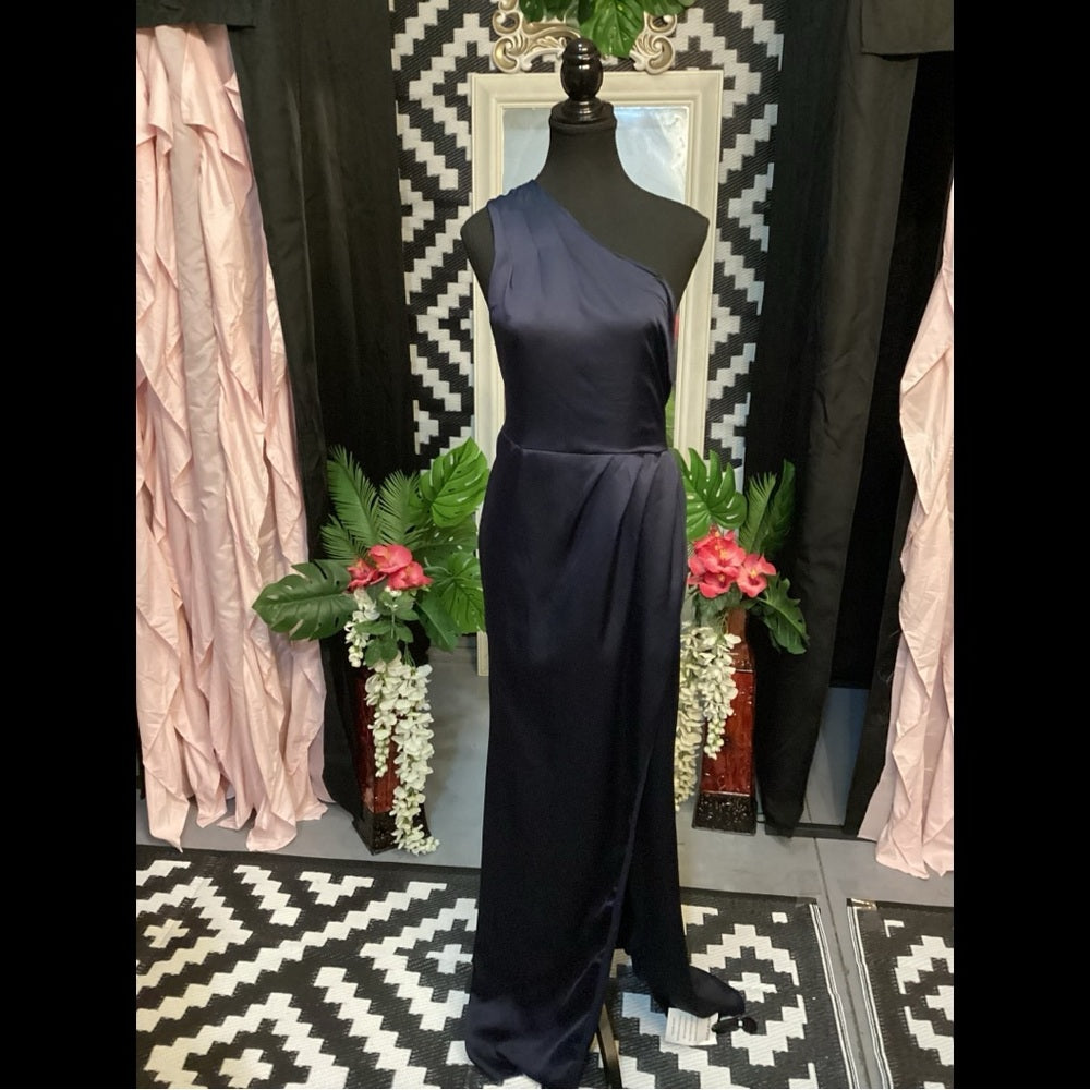 Plus Size Prom Dress Elegant Navy One-Shoulder Dress Size 1X