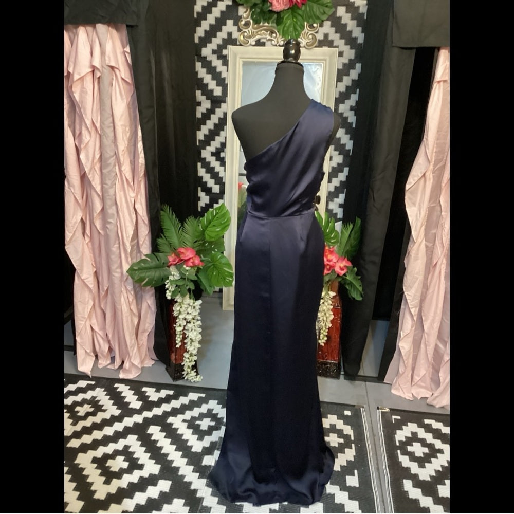 Plus Size Prom Dress Elegant Navy One-Shoulder Dress Size 1X