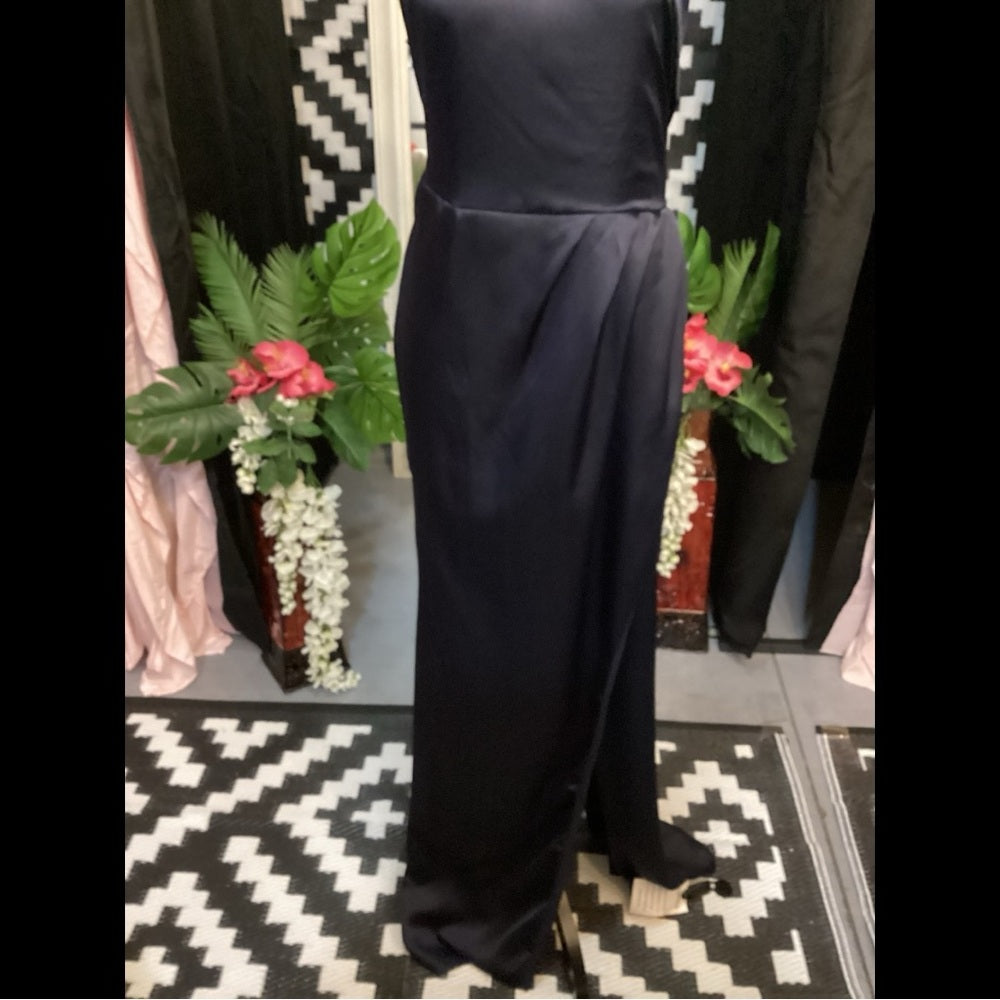 Plus Size Prom Dress Elegant Navy One-Shoulder Dress Size 1X